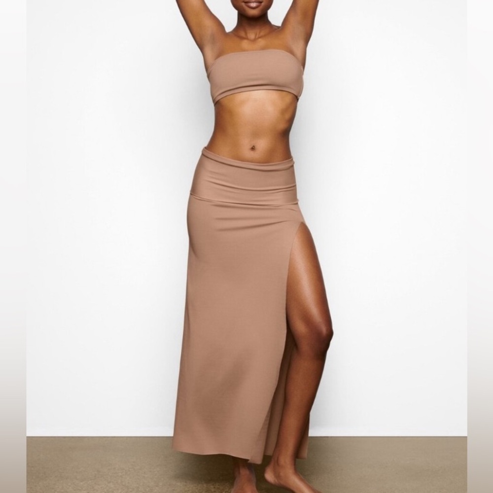 SKIMS Shaping Swim Long Maxi Skirt Tan Plus Size 4X